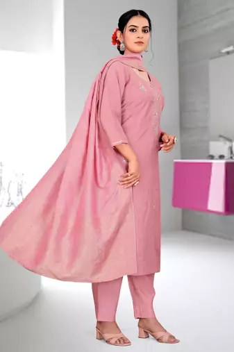 Pink color fancy readymade salwar kameez