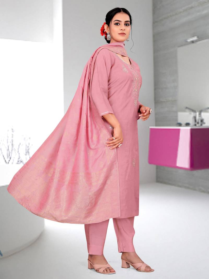 Pink color ethnic fancy readymade salwar kameez