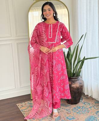 Pink color rayon party looks salwar kameez for girls 1