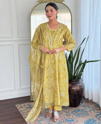 Yellow color rayon party looks salwar kameez for girls 1