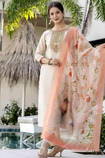 Chiku color ethnic rayon fabric party looks salwar kameez for girls