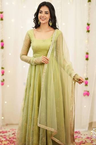 Light green  embroidery party wear suit set