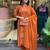 Orange color ethnic chanderi fabric party looks salwar kameez for girls
