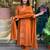 Orange color ethnic chanderi fabric party looks salwar kameez for girls