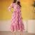 Pink color weightless marbal fabric designer floral printed girlie partywear kurti