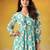 Sky blue color weightless marbal fabric designer floral printed girlie partywear kurti
