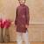 Rust cotton woven embriodered kurta set