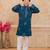 Teal cotton woven embriodered kurta set