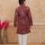Rust cotton woven embriodered kurta set