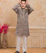 Olivegreen cotton woven embriodered kurta set