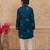Teal cotton woven embriodered kurta set