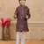 Brown cotton woven embriodered kurta set