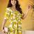 Mustard color vichitra silk fabric designer floral printed girlie partywear kurti