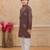 Brown cotton woven embriodered kurta set