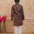 Brown cotton woven embriodered kurta set
