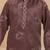 Brown cotton woven embriodered kurta set