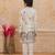 Cream cotton woven embriodered kurta set