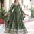 Green color vichitra silk fabric wedding ceremonial gown with dupatta for girlie looks