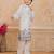 White cotton woven embriodered kurta set