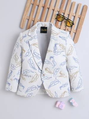 Offwhite cotton woven embriodered blazer 1