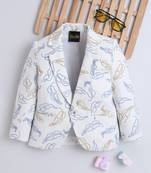 Offwhite cotton woven embriodered blazer