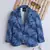 Blue cotton woven printed blazer