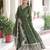 Green color vichitra silk fabric wedding ceremonial gown with dupatta for girlie looks