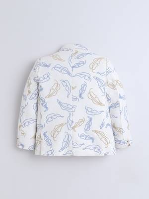 Offwhite cotton woven embriodered blazer 2