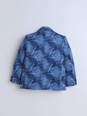 Blue cotton woven printed blazer 2