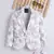 Cream cotton woven printed blazer