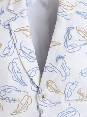 Offwhite cotton woven embriodered blazer 3