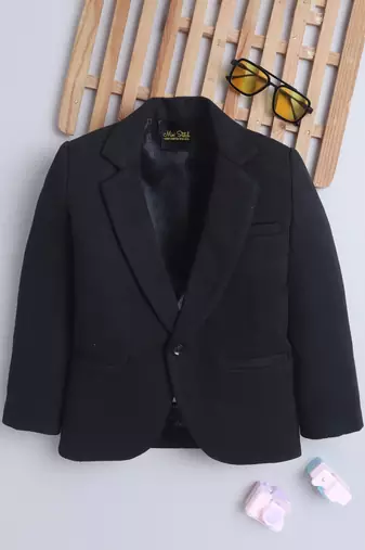 Black cotton woven blazer