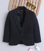 Black cotton woven blazer