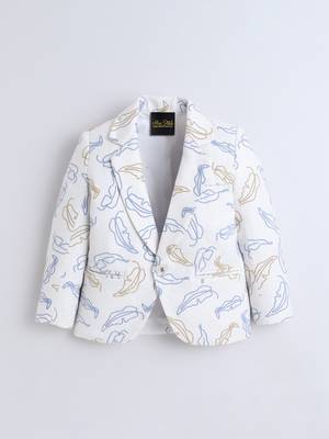 Offwhite cotton woven embriodered blazer 4