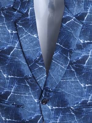 Blue cotton woven printed blazer 3