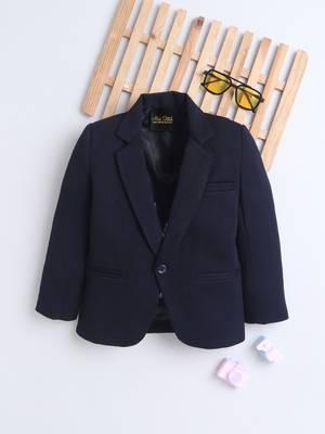 Navyblue cotton woven blazer 1