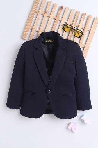Navyblue cotton woven blazer