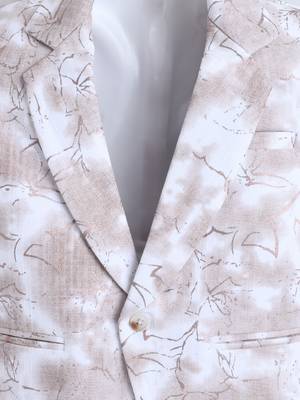Cream cotton woven printed blazer 3