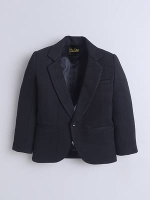 Black cotton woven blazer 4