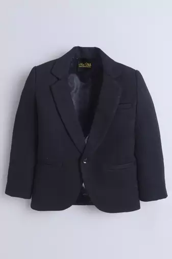 Black cotton woven blazer