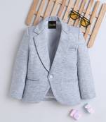 Blue cotton woven blazer