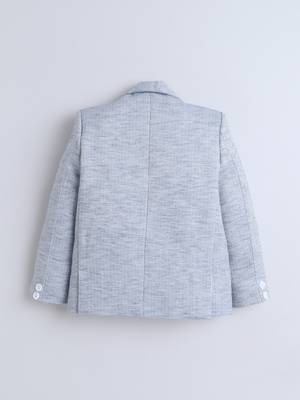 Blue cotton woven blazer 2