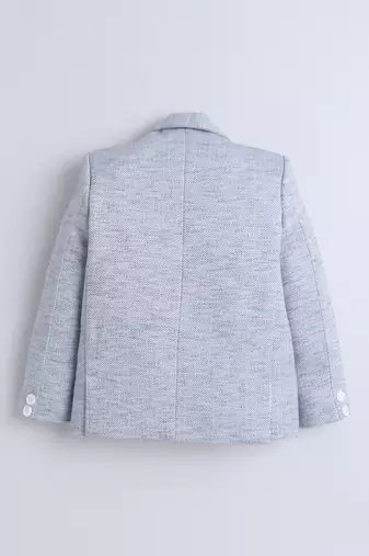 Blue cotton woven blazer