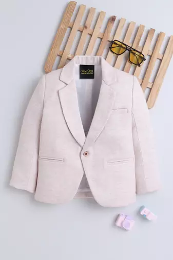 Peach cotton woven blazer