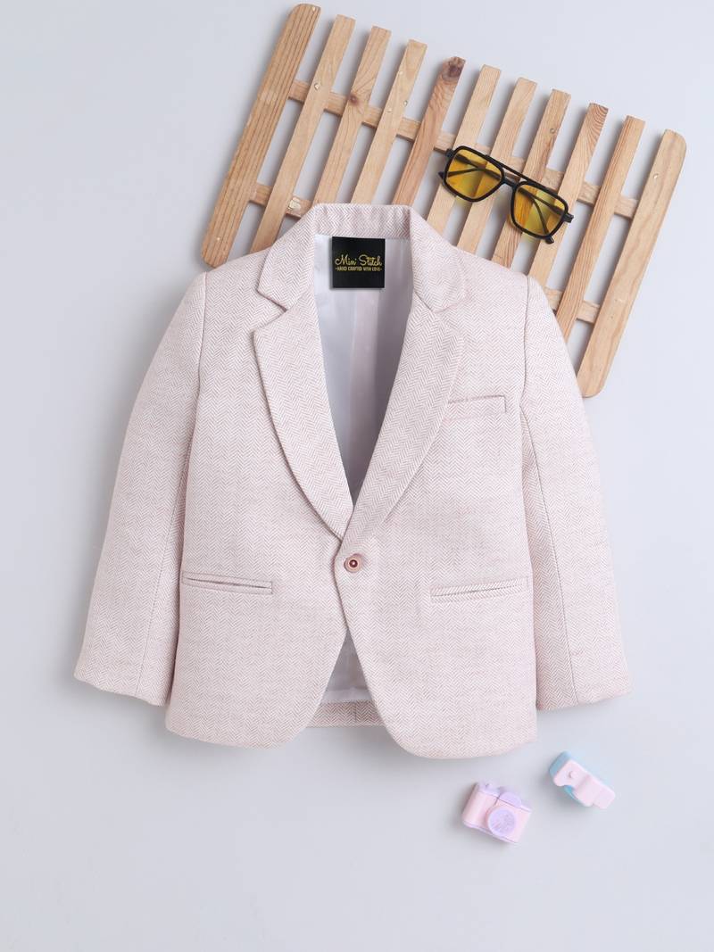 Peach cotton woven blazer