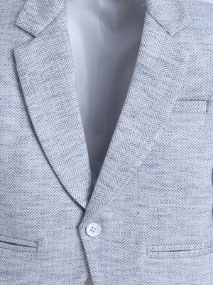 Blue cotton woven blazer 3