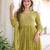 Olive color faux georgette fabric wedding ceremonial gown with dupatta for girlie looks
