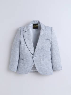 Blue cotton woven blazer 4