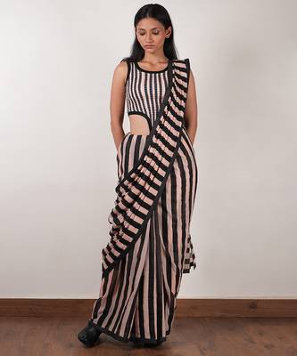 Pink printed cotton saree 1