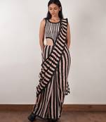 Pink printed cotton saree